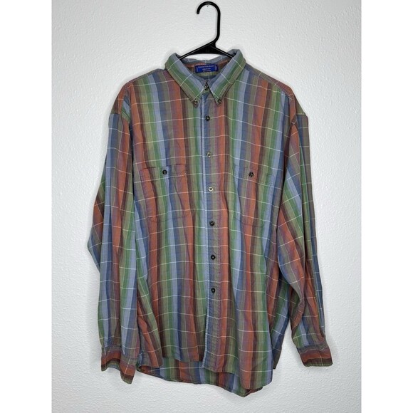 Mens PENDLETON Colorful Red Blue Button Down Cotton Expedition Shirt Size XL - Picture 1 of 16